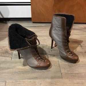 BCBG Grandma Lace-Up Booties